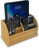 Osco Bamboo 5-Compartment Desk Organiser - Slim Wooden Stationery Holder view 4
