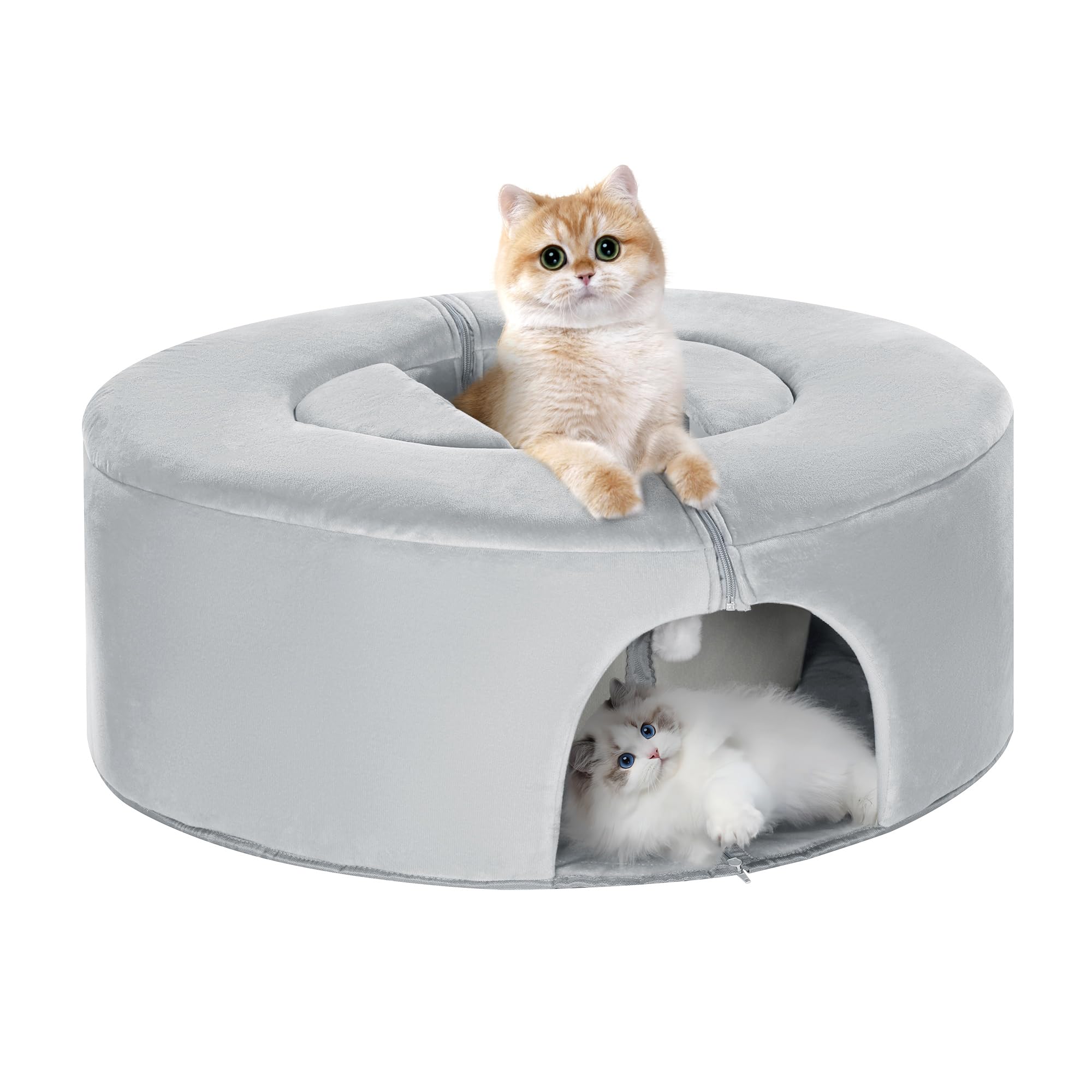Photo 1 of BALAPET Cat Tunnel Bed for Indoor Cat with Cat Scratch Lounge, Tent, and Plush Ball, Scratch Detachable & Washable Tunnel Bed 2-in-1 Cat Toys Collapsible Tunnel for Cats Dog Ferret Rabbits