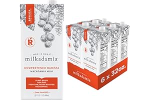 Milkadamia Macadamia Milk Unsweetened Barista Blend - 32 Oz, Unsweetened Latte Da, Barista-Unsweetened, 6 Count