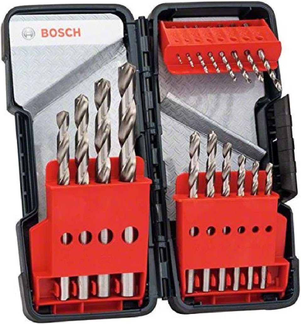Bosch Professional 18-piece Toughbox metal drill bit set HSS-G 135° DIN 338 (for metal diameter 1-10 mm, Accessory Drill Driver)
