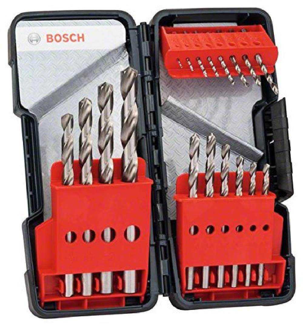 Bosch Professional 18-piece Toughbox metal drill bit set HSS-G 135° DIN 338 (for metal, Ø 1-10 mm, Accessory Drill Driver)