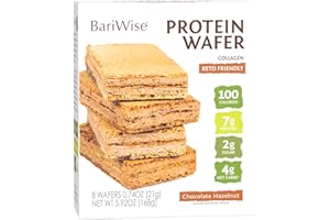 BariWise Protein Wafer Bar, Chocolate Hazelnut, High Fiber, Low Carb Keto Friendly Snack (8ct)