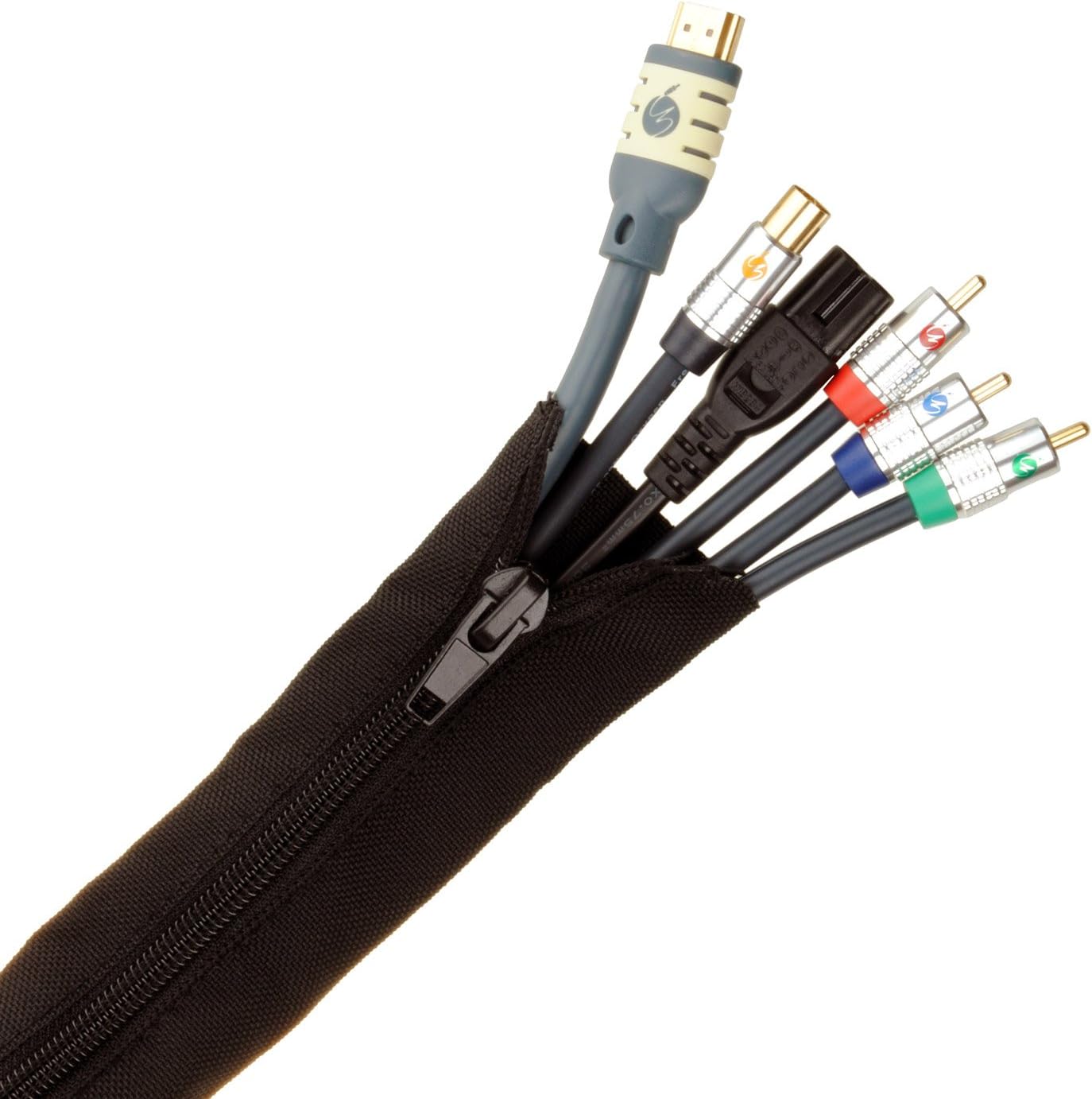FISUAL Zip Cable Tidy Wrap (30mm Dia 1m Length, Black)