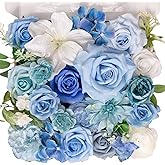 TINGE TIME Artificial Flowers Flower Combo for DIY Wedding Bouquets Table Centerpieces Arrangements Party Baby Shower Home Decorations (ProvenceBlue)