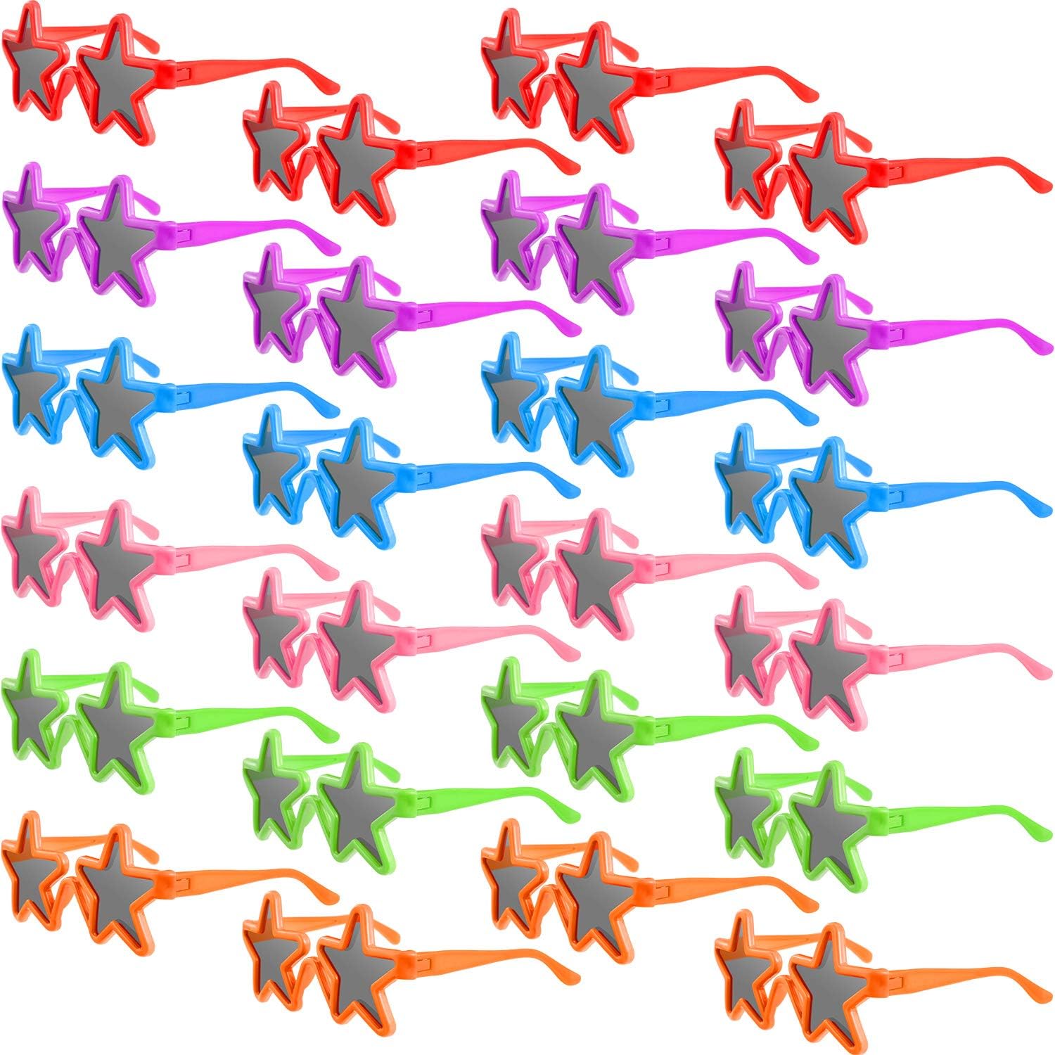 24 Pieces Star Shaped Sunglasses Neon Sunglasses for Party Favors Decoration, 6 Colors
