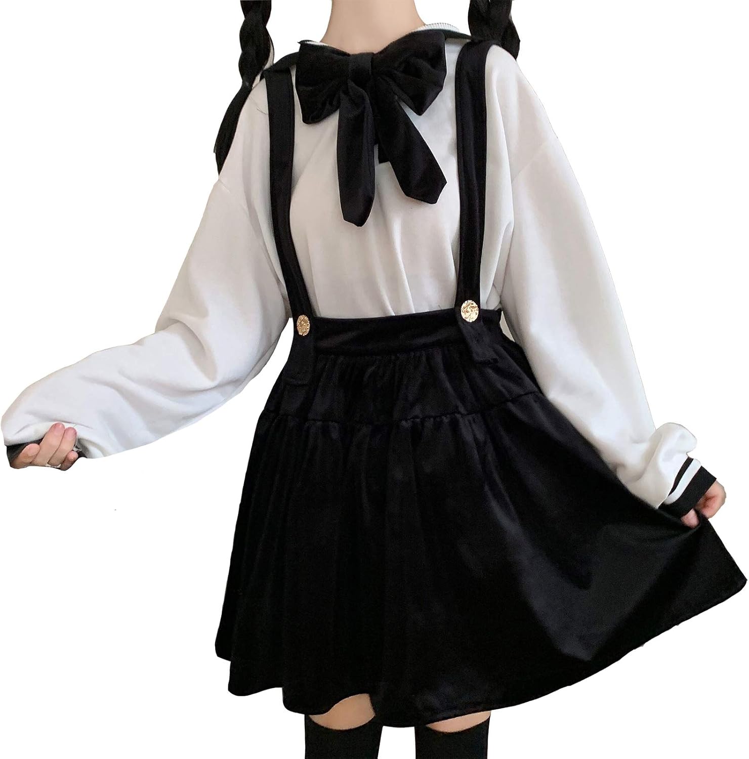 Amazon Co Jp Yemocile量産型 服 ワンピース 無地 オーバーオール セットアップ レディース 二点セット 学院風 森ガール 着痩せ 韓国風 カジュアル 可愛い 原宿系 秋冬 ホビー