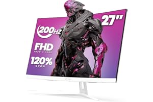 CRUA 27" Curved Gaming Monitor, FHD 1920x1080P, 165Hz/200Hz Computer Monitor, 1800R VA Screen, 120% sRGB, Support AMD FreeSync, Blue Light Filter, HDMI & DP, Wall Mount Install- White