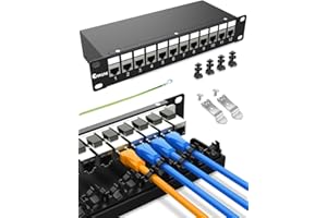 Enmane 12 Port Keystone Patch Panel CAT6a (EC Listed) for Rackmount & Wall Mount 1U 10 Inch Network Patch Panel with Smart Cable Mangement
