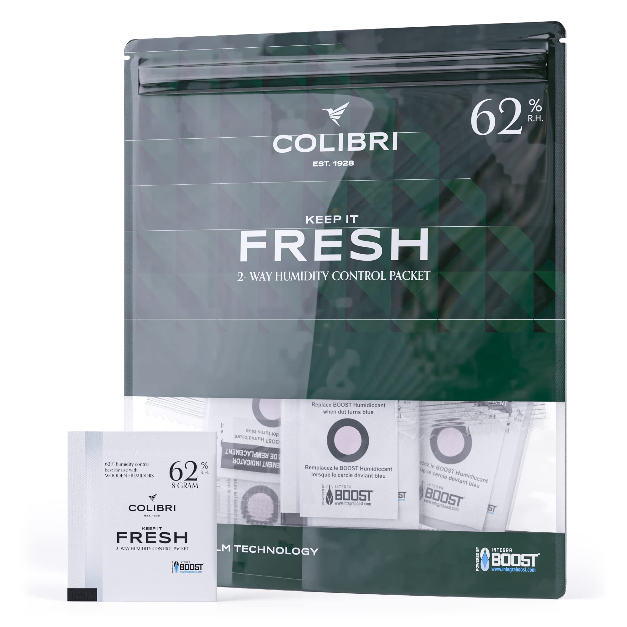 Colibri Fresh - Humidity Control Packs – RH 62%, 8 Grams – 12 Two Way Humidity Packs - Keep Your Herbs, Dry Goods, Reeds & Instruments Fresh – Powered By Integra Boost™ Technology — image 1