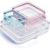 EEHGQSBT 6Pcs Clear Hard Shell Zipper Case Set Travel Organizer, Hard Plastic Zipper Pouches Multi-Purpose Storage for Makeup, Toiletry, Office Supplies & Kids Toys