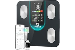 arboleaf Smart Scale for Body Weight and Fat, High-Precision Digital Bathroom Scale with 4-Electrode BIA, 7-in-1 Display for BMI Body Fat Muscle Mass, 14 Metrics in App, Trend Tracking, Max 400lb
