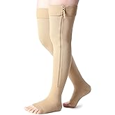 Newcotte Compression Socks with Zipper for Women Thigh High Compression Stockings 20-30mmhg Support Socks for Women Men