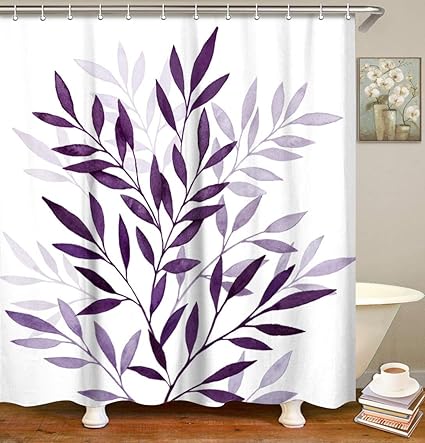 Amazon Com Livilan Shower Curtain Set With 12 Hooks Leaf Print