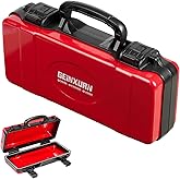 Geinxurn 11”Red Tools Box, Portable Steel Heavy-duty Tool Case with Safety Latch and Handle for Tools Storage and Organizers, Home DIY