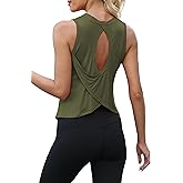 Bestisun Open Back Workout Yoga Tank Tops Split Back Athletic Gym Shirts for Women