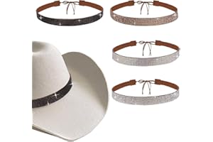 Haakong 4 Pcs Cowboy Rhinestones Hats Bands Glitter Hat Decoration Accessories for Women Men Cowboy