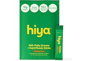 HIYA Kids Greens Powder Sticks - 55 Whole-Food Sourced Ingredients & Delicious Flavor - Greens Superfood Powder for Kids (Chocolate)