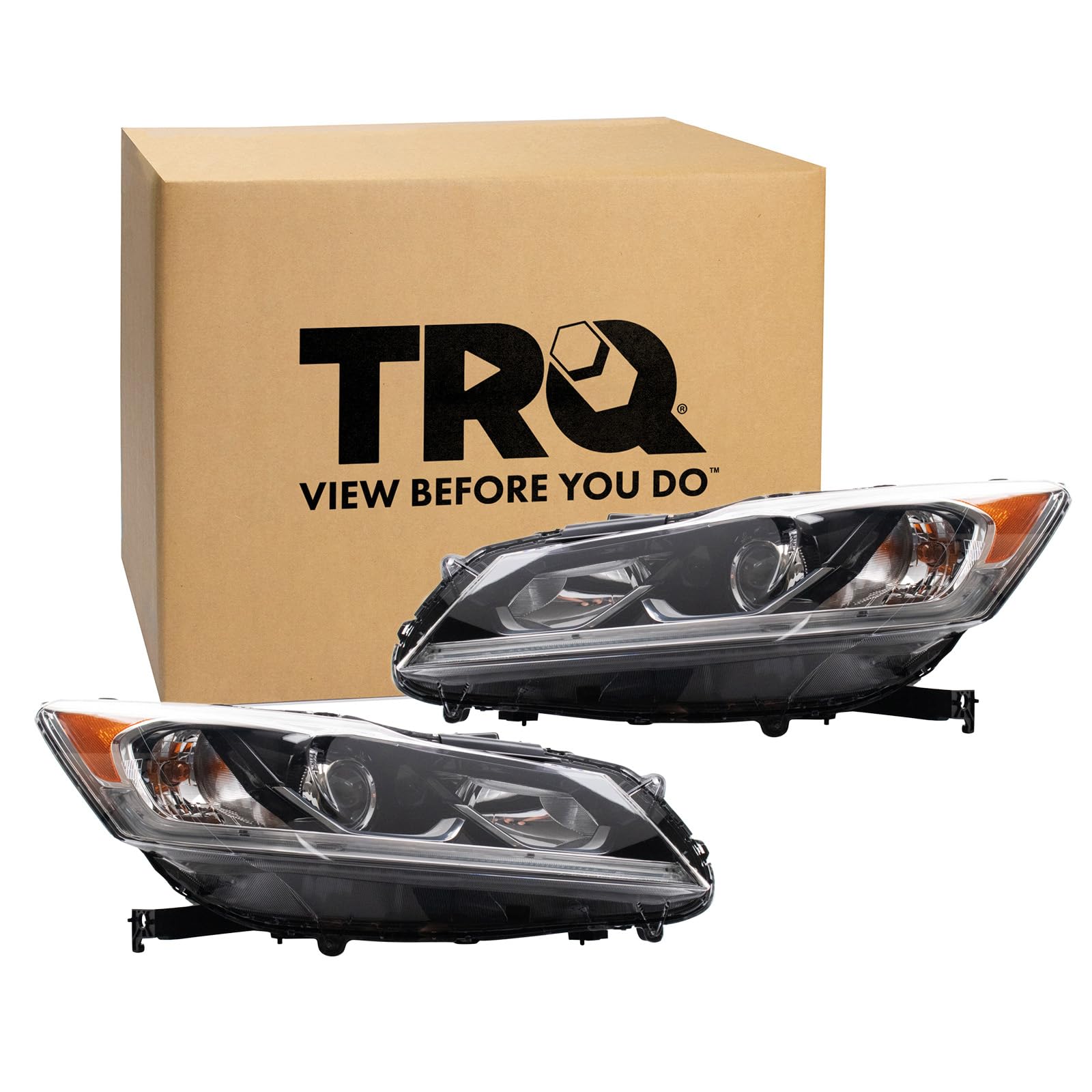 TRQ 2 Piece Headlight Assembly Set Halogen Driver & Passenger Side Compatible with Honda Accord Sedan 2017 HO2502177 HO2503177 33100T2AA91 33150T2AA91