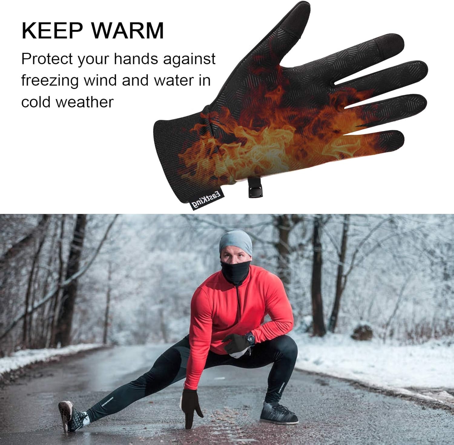 Winter Gloves for Men Women,Touch Screen Windproof Cold Weather Warm Gloves for Running Cycling Biking Hiking: Clothing
