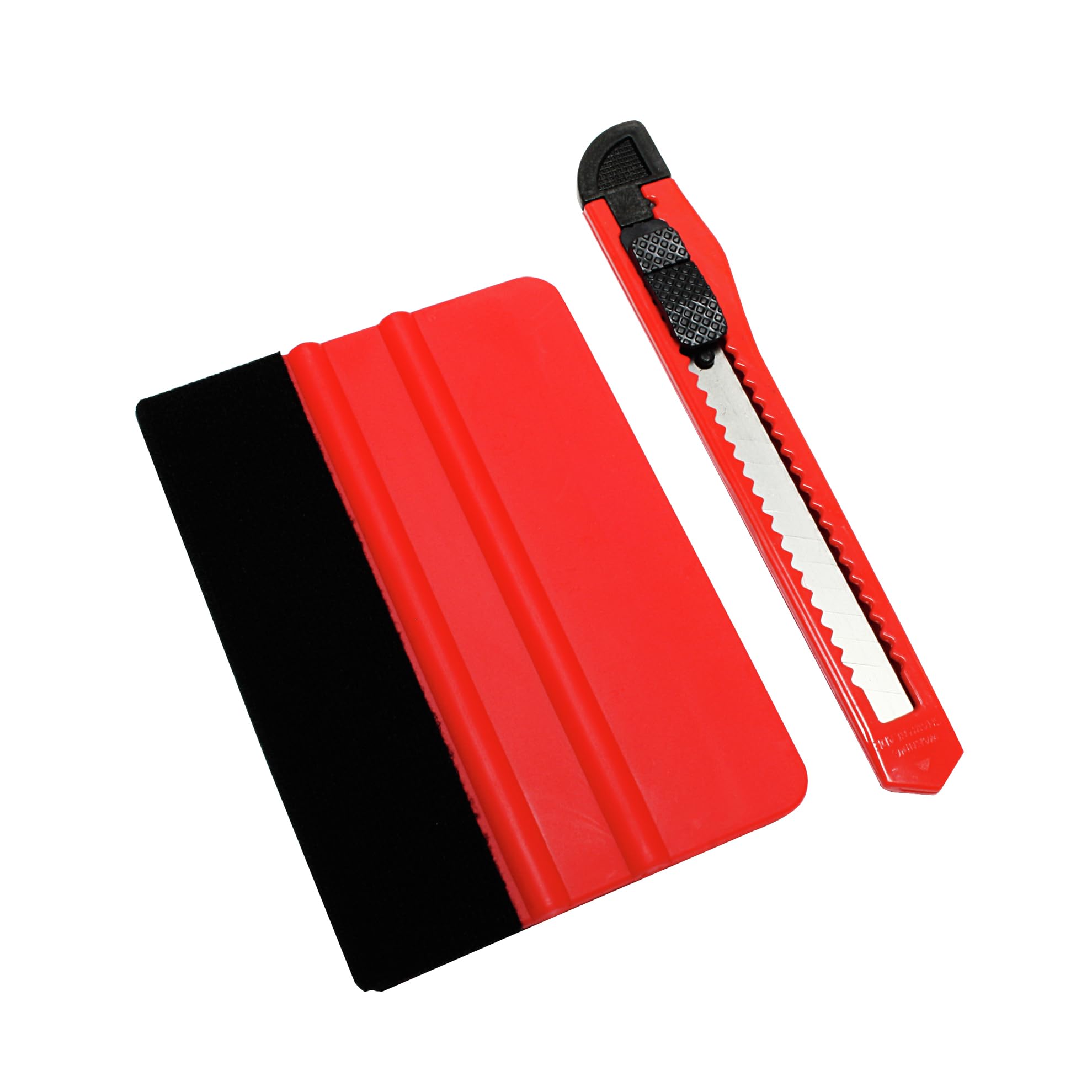 GARDINIA Squeegee + Cutter Set for Window Film, 10 x 7 cm (Squeegee), Plastic/Metal, Red