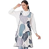 APRONNER Cozy Adjustable Cross Back Aprons for Women with Pockets Cotton Linen Cooking Kitchen Baking