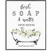 Stupell Industries Fresh Soap And Water Bath Tub Bathroom Design Framed Giclee Art Design By Artist Lettered and Lined