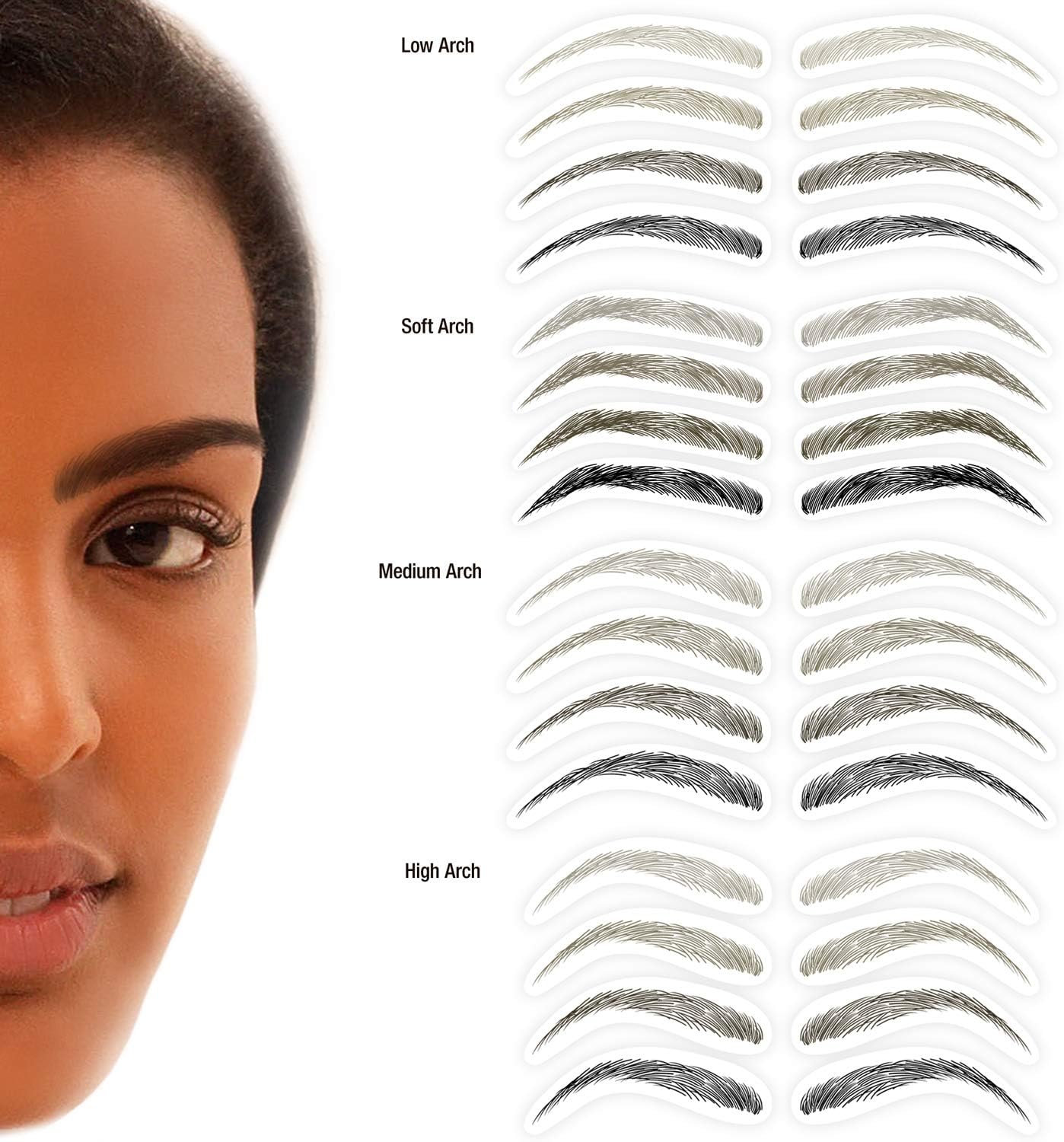 Godefroy My Brows Transfers Long Lasting, 4 Colours, 4 Styles (Medium Brown, Low Arch), 12 g (Pack of 1) - Image 4