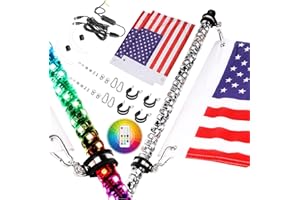 NR NIRIDER Nirider 2PCS 4ft LED Whip Lights with Flag Pole Remote Control Spiral RGB Chase Light Offroad Warning Lighted Antenna LED Whips for UTV, ATV, Off Road, Truck, Sand, Buggy Dune, RZR, Can-am, Boat