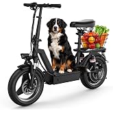 Electric Scooter with Seat for Adults, 35 Miles Range, 1000W Peak Motor, 25MPH Top Speed, 48V Battery, 14" Adult Escooter with Basket, Foldable Design for Commuting
