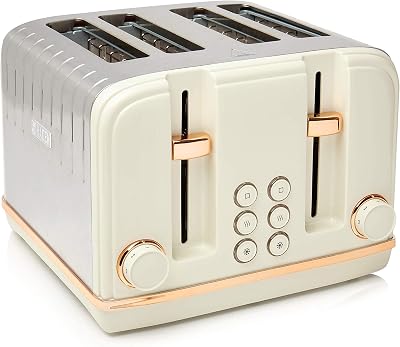 Haden Salcombe Cream 4 Slice Toaster 1900-2300W Defrost Reheat Cancel