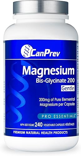 CanPrev Magnesium Bis-Glycinate Capsules, 200mg, 240 Day Supply | Gentle on Digestion, Single Capsule Daily Dose, Magnesium for Sleep, Muscle Support, Magnesium Bisglycinate