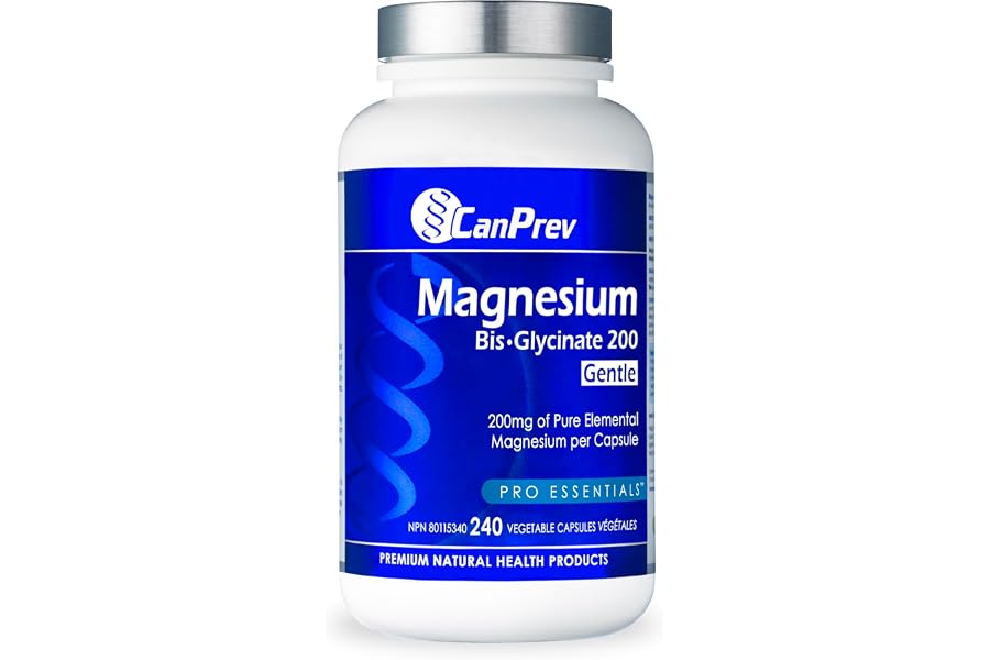 CanPrev Magnesium Bis-Glycinate 200mg Gentle, 240 Veg Caps, Well-Absorbed Complex for Daily Calm & Restful Sleep, Muscle Func