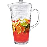 KLIFA- RIPPLE- 2.13 Quarts/76 oz, Acrylic Water Pitcher with Strong Handle, BPA-Free, Shatter-proof Jug with Lid, Plastic Pitcher for Juice, Milk, Beverage & Iced Tea,1 piece, Clear
