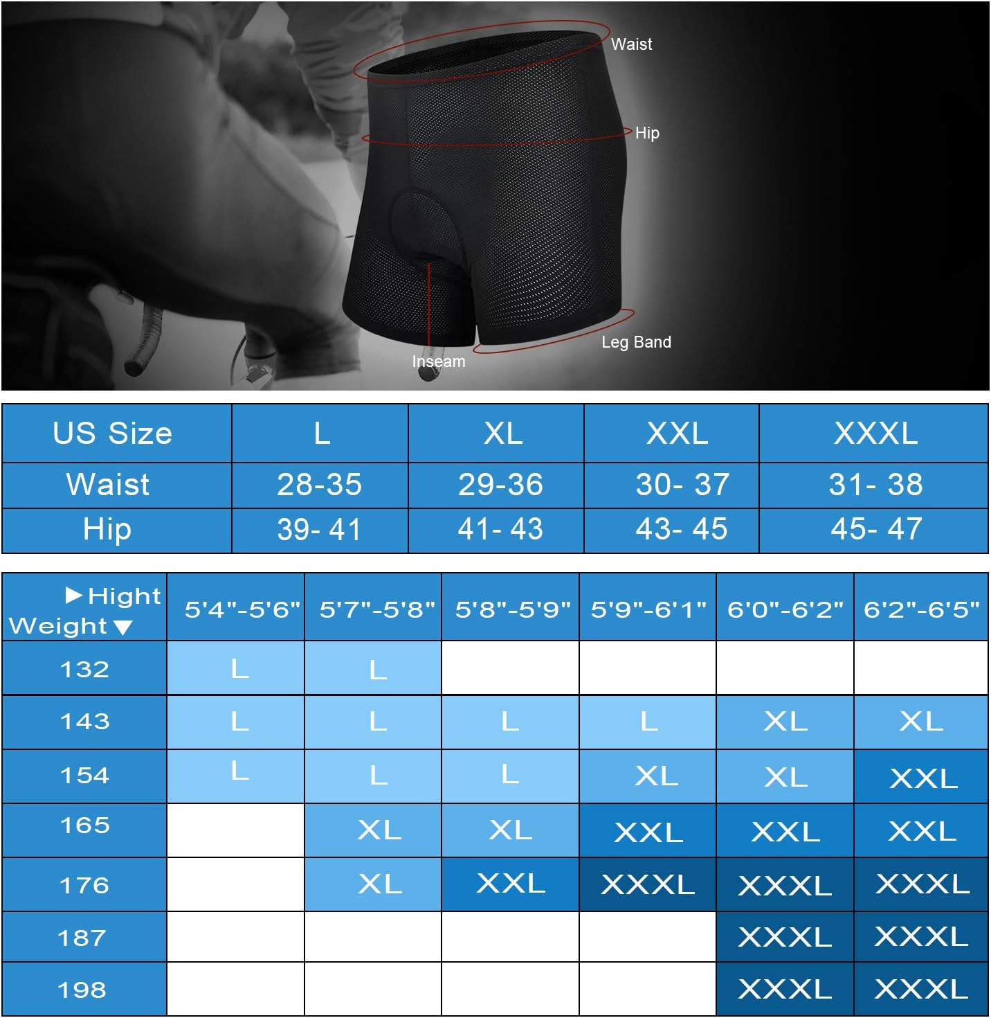 CYCWEAR Men's Cycling Underwear Shorts 3D Gel Padded Bike Undershorts MTB Bicycle Underwear: Clothing