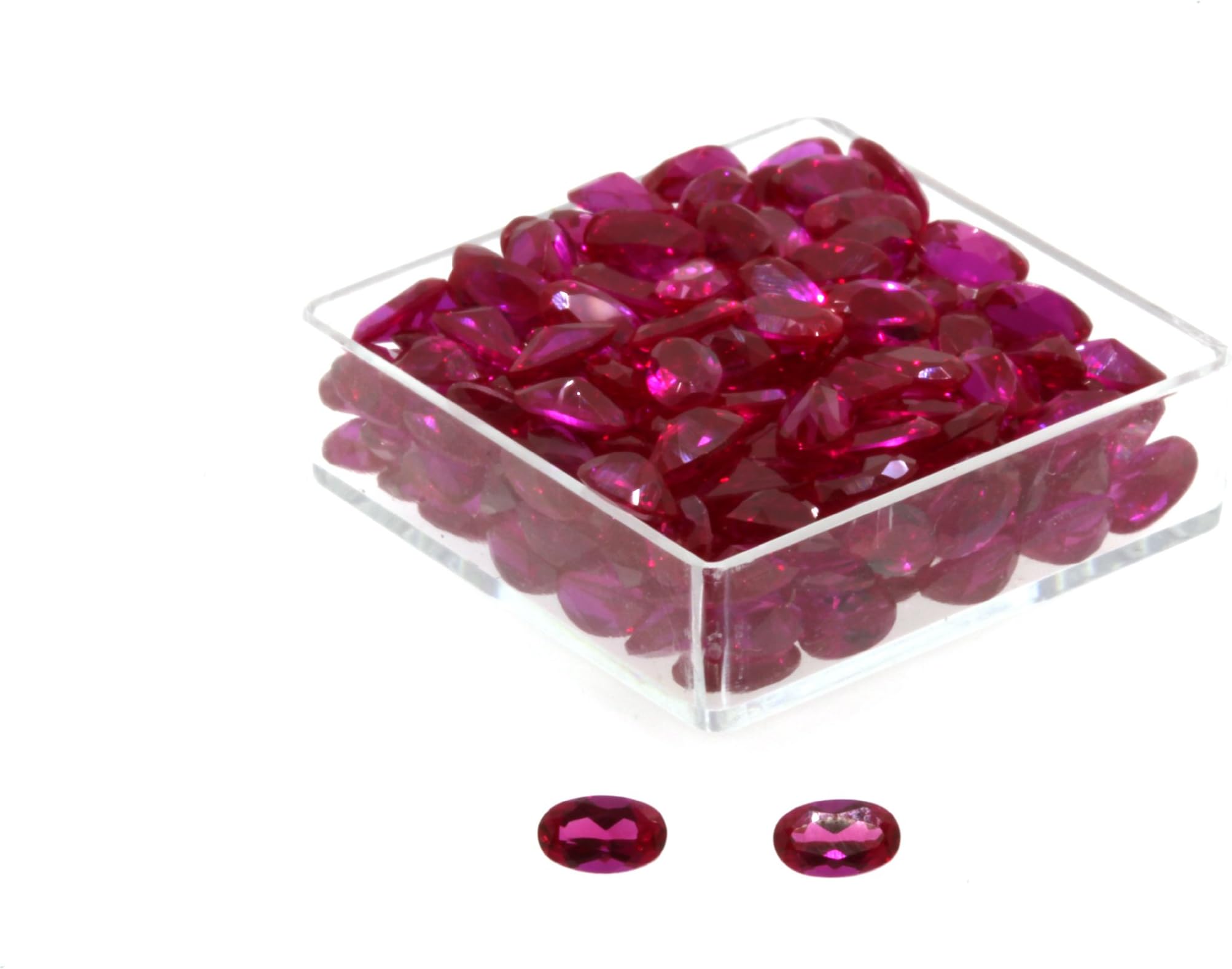 Birth Stone Jewels5x3mm Ruby Oval Cut Cubic Zirconia Gem Stones Pack of 4