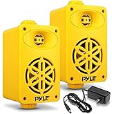Pyle Bluetooth Indoor Outdoor Speakers Pair-200 Watt Dual Waterproof 3.5” 2-Way Full Range Speaker System w/ 1/2” High Compliance Polymer Tweeter-Home, Boat, Marine, Deck, Patio, Poolside - PDWRBT36YL