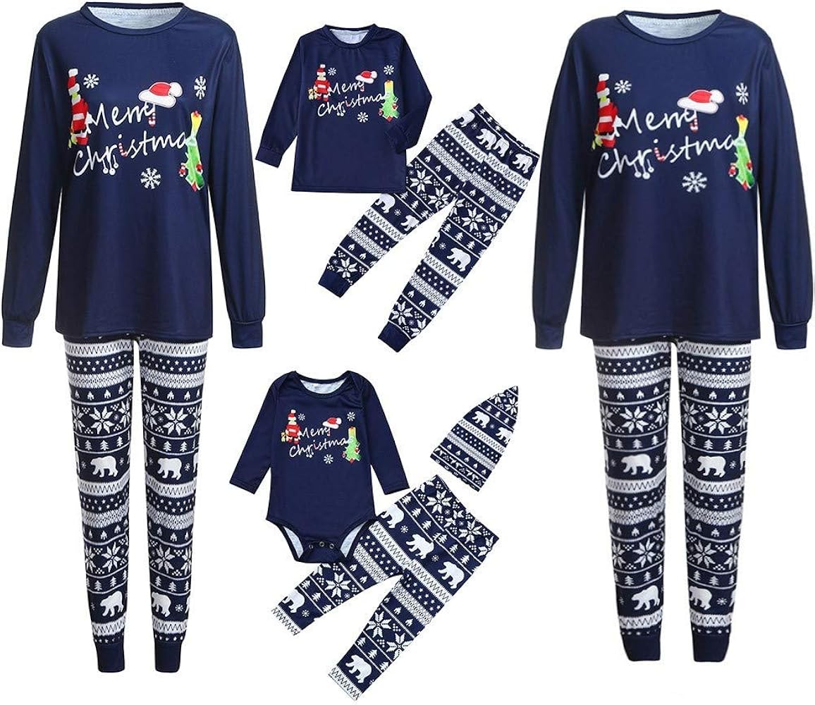 Pijamas de Navidad Familia Conjunto Pantalon y Top Pijamas Mujer ...