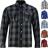 Daniel Smart Men's Motorcycle Shirt Plaid Biker Flannel Jacket Removable Sporty Armored, Zipper Closure & Water Resistant