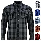 Daniel Smart Men's Motorcycle Shirt Plaid Biker