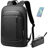 hk Ultra Slim Laptop Backpack for Men, Lightweight Business Backpack for 15.6 Inch Laptop with USB Charging Port, Anti-Theft Water Resistant Computer Bag for Work Travel Office, Black