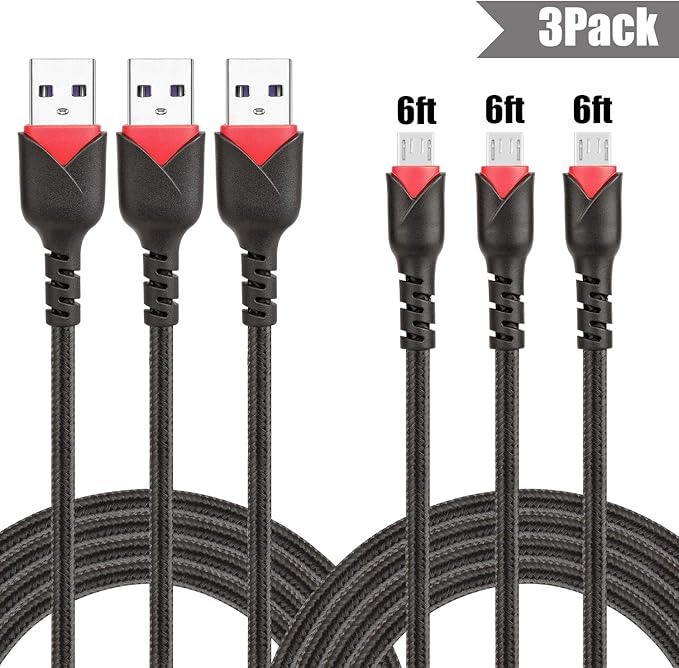 Micro USB Cable 6ft,Android Charger Cable CyvenSmart 3PACK