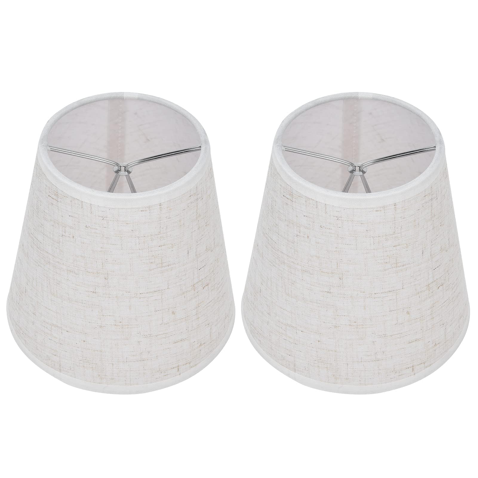 2PCS Linen Lampshade, Small Lamp Shade Clip on Modern Lampshade Chandelier Lamp Shade Chandelier Farmhouse Barrel Fabric for E14 Bulbs(01)