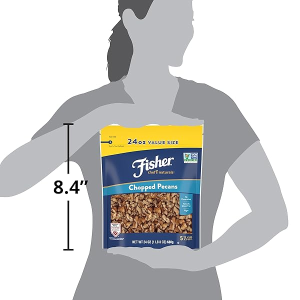 FISHER CHEF’S NATURALS UNSALTED CHOPPED PECANS 24 OZ RESEALABLE BAG, UNSALTED RAW NUTS FOR COOKING, BAKING & SNACKING, VEGAN PROTEIN, KETO SNACK, GLUTEN FREE RAW PECANS, CHOPPED PECAN