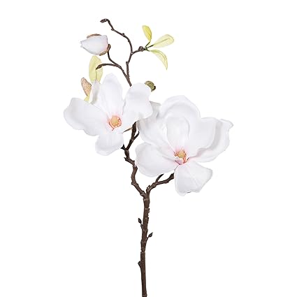Kunstblume MAGNOLIE 50 cm. Mit Magnolien Blüten und Knospen. Weiß - hell ROSA -10