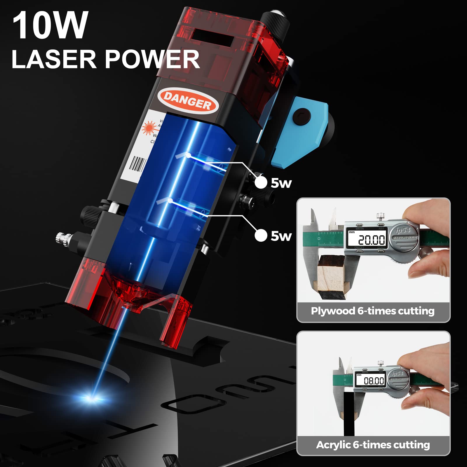 TTS-10 PRO 10W Laser Engraver,Laser Cutter,Laser Engraving Machine,0.06mm Laser Spot 30000mm/min, Offline Usage CNC Laser Engravers for Wood Metal Acrylic Glass Leather