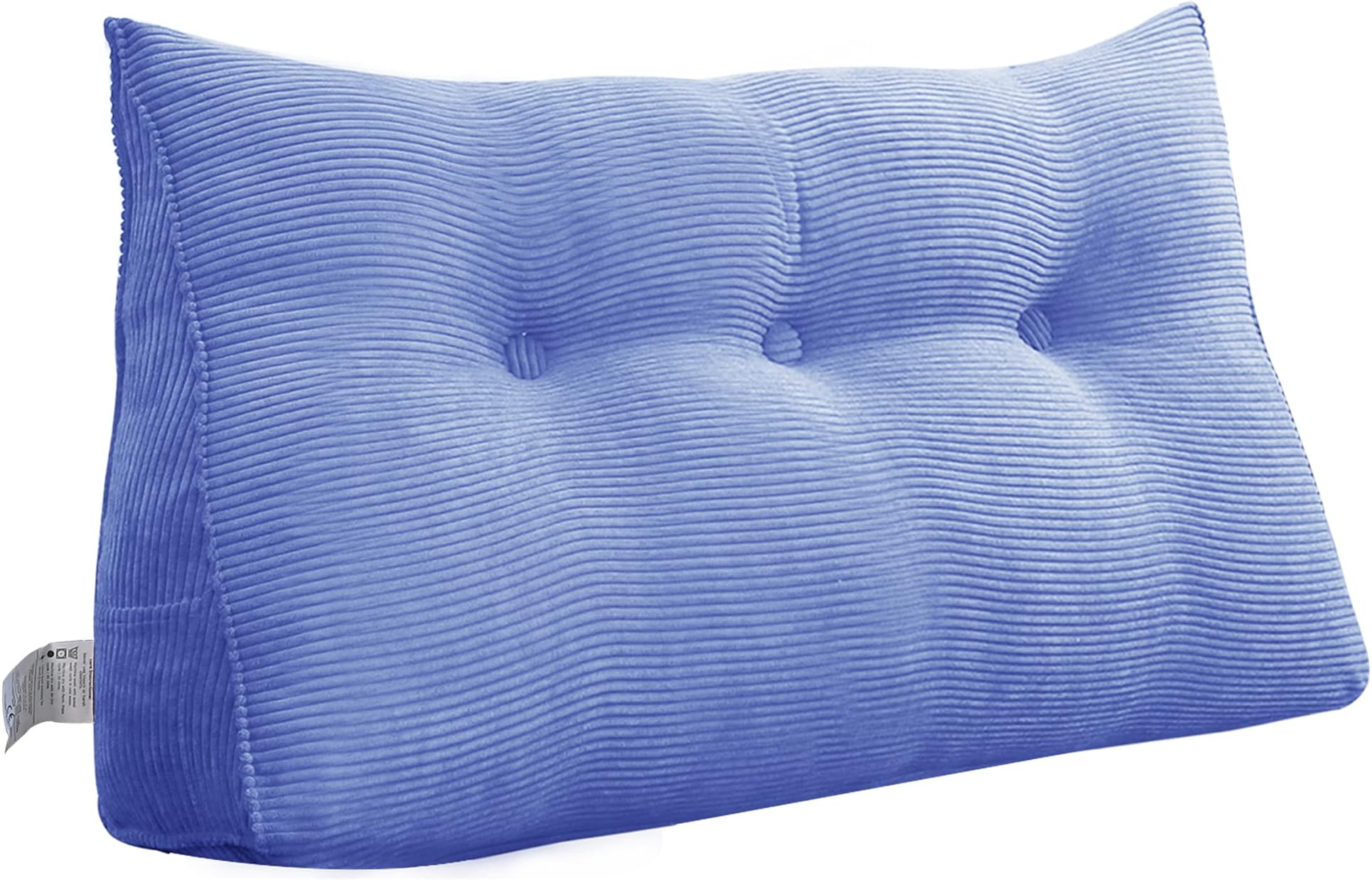 VERCART Large Reading Pillow, Triangular Bed Wedge Pillows, Ergonomic Back Supprot Pillow for Sitting in Bed, Upholstered Headboard for Bed Rest with Removable Cover Corduroy Jean Blue Twin
