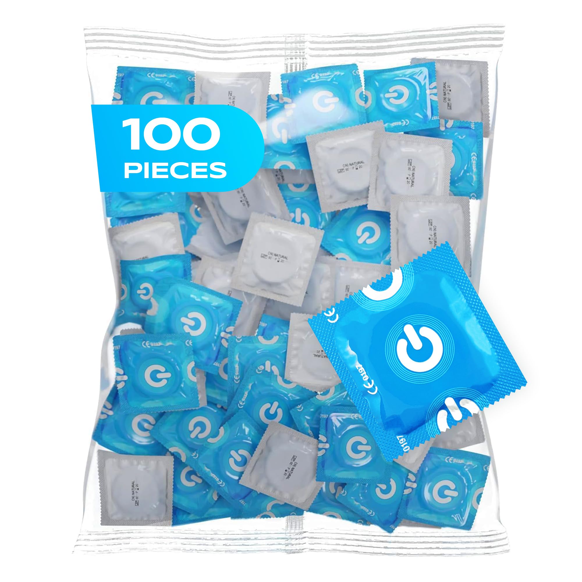 100 Pack of ON Natural Feeling Condoms, for Safer Sexual Intercourse, Natural Rubber Latex