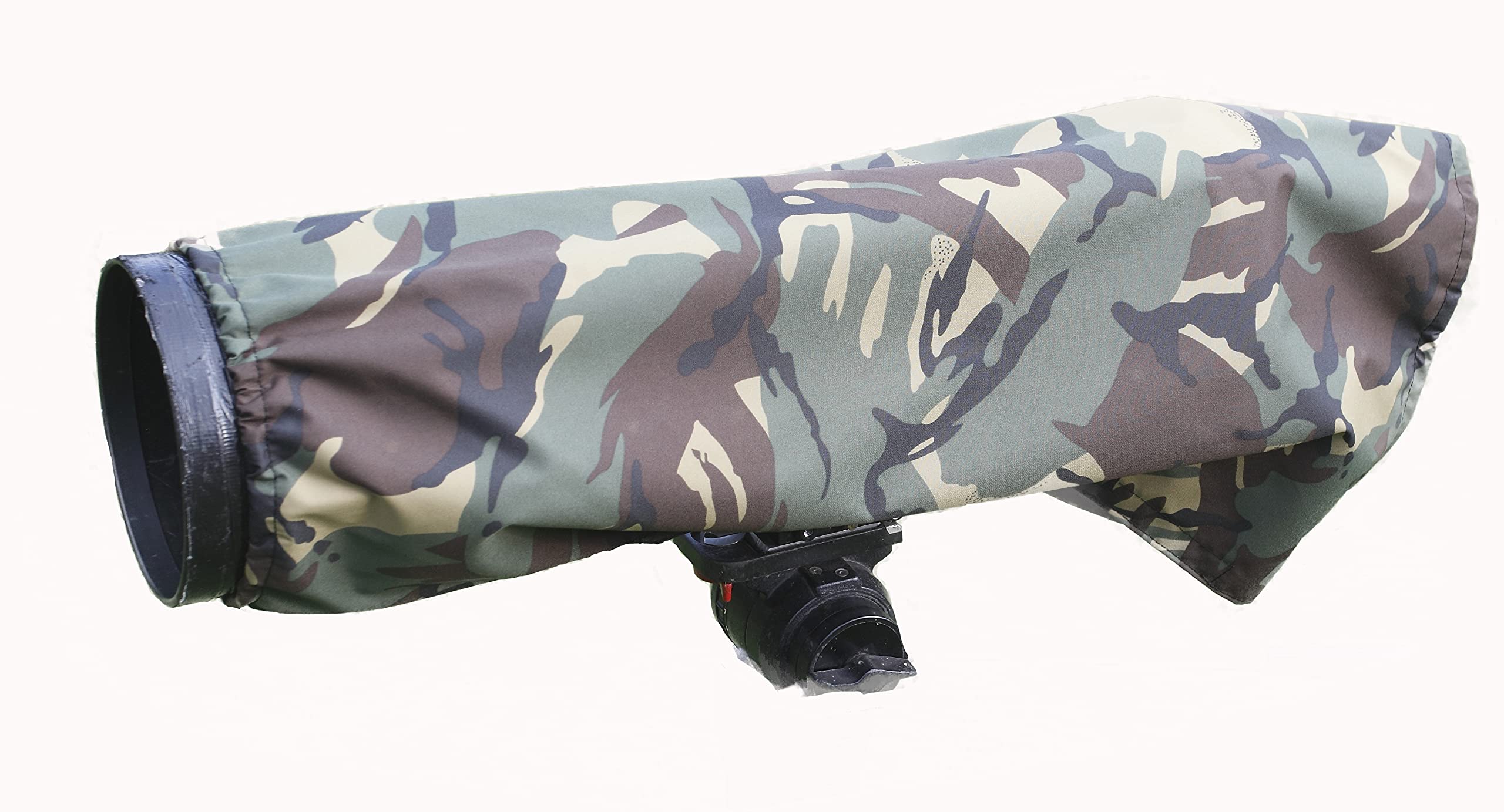 Rainsleeve cover for camera lenses. Medium size in woodland DPM pattern material. Approx LENGTH SIZE is 56 CM.