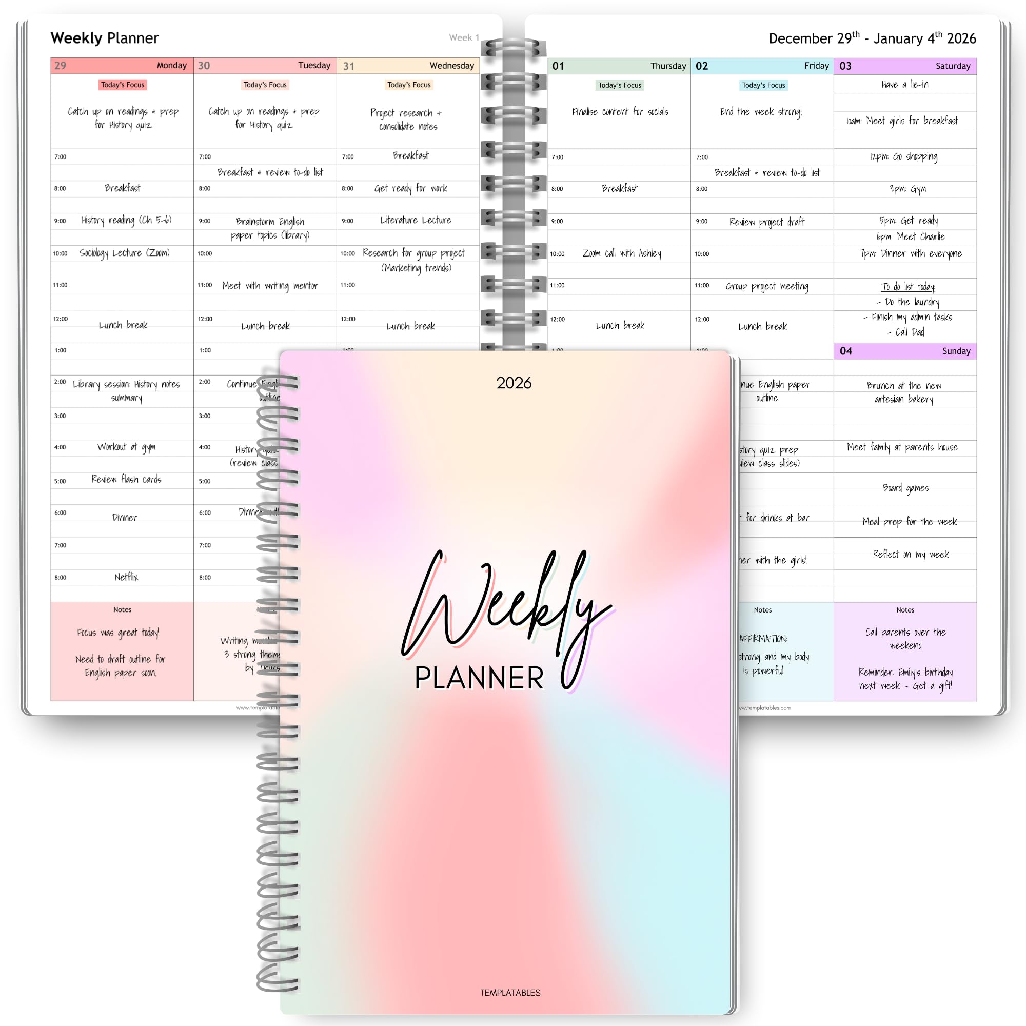 Photo 1 of 2026 Weekly Planner & Schedule - Hourly Time-Blocking Planner with Monthly & Annual Pages – Prioritise your To Do List, Time management – A5 Yearly Diary & Calendar