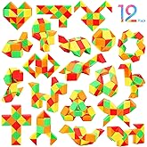 JOLLYFUN 12 Pack Magic Snake Cube Fidget Toys for Kids - 24 Blocks Rainbow Twist Puzzle, Party Favors, Classroom Prizes, Birthday Goodie Bag Fillers, Stress Relief Sensory Toys